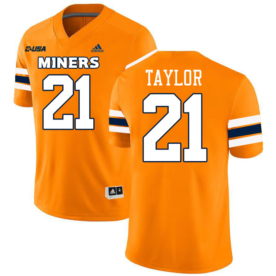 #21 Marquez Taylor UTEP Jersey,UTEP Miners College Football Jersey,Uniforms-Orange